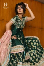 Bridal Crimson Red Heavily Embroidered Lehenga Set - Image 2
