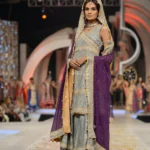 Bridal Ice Blue & Purple Angrakha Sharara Set