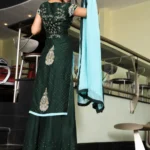 Emerald Green & Sky Blue Long Shirt Set