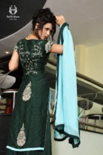 Emerald Green & Sky Blue Long Shirt Set - Image 2
