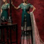 Emerald Green & Pink Farshi Gharara Set