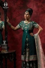 Emerald Green & Pink Farshi Gharara Set - Image 2