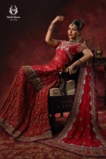 Crimson Red Traditional Bridal Gharara Set