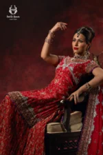 Crimson Red Traditional Bridal Gharara Set - Image 2