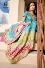 Turquoise & Multicolored Ombre Lehenga Set