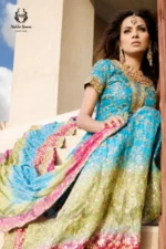 Turquoise & Multicolored Ombre Lehenga Set - Image 2