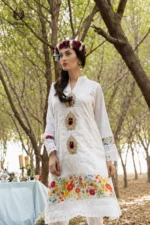 White Floral Chikankari Kurti & Pants Set - Image 2