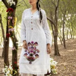 White Vase Embroidered Chikankari Kurti & Pants Set