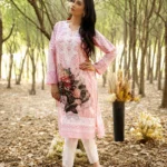 Soft Pink Printed Chikankari Kurti & Pants Set