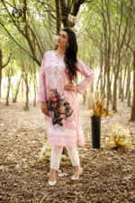 Soft Pink Printed Chikankari Kurti & Pants Set