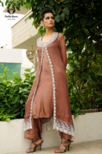 Formal Dusty Rose Silver Embroidered Chiffon Gown - Image 2