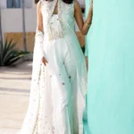 Formal Pristine White Embroidered Jacket & Wide-Leg Trouser Set