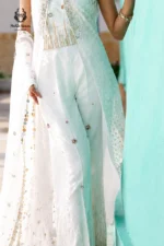 Formal Pristine White Embroidered Jacket & Wide-Leg Trouser Set - Image 2