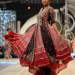 Formal Multi-Tiered Front-Open Heavily Embellished Anarkali Gown with Trousers