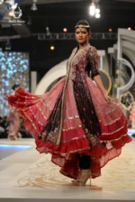 Formal Multi-Tiered Front-Open Heavily Embellished Anarkali Gown with Trousers