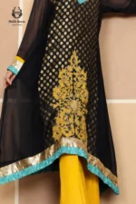 Formal Black Gold Polka Jacquard & Mustard Yellow Suit - Image 2