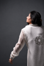 Gul Mahal Off-White Draped Chikankari Kurti & Fitted Pants Set - Image 2