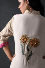 Gul Mahal Off-White Multi-Color Front Panel Kurti & Trousers Set - Image 2
