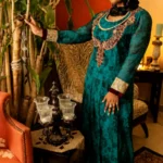 Modest Emerald Green Heavy Embroidered Gown