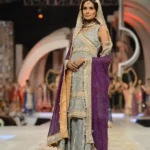 Runway Silver Grey & Deep Purple Embellished Sharara Set