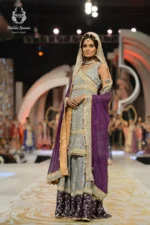 Runway Silver Grey & Deep Purple Embellished Sharara Set