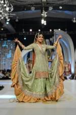 Runway Pistachio Green & Rust Embellished Farshi Gharara Set