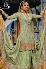 Runway Pistachio Green & Rust Embellished Farshi Gharara Set - Image 2