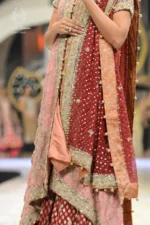 Runway Crimson Red & Tea Pink Heavily Embellished Bridal Set - Image 2