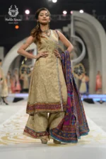 Runway Gold Angrakha Kurti & Multi-Color Sharara Set