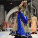 Runway Antique Gold & Royal Blue Bridal Lehenga Set