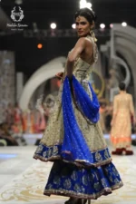 Runway Antique Gold & Royal Blue Bridal Lehenga Set