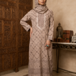 Beige Printed Abaya