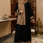 Black Ajrak Border Abaya