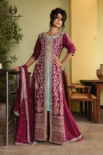 Bridal Plum & Turquoise Front-Open Dress