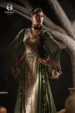 Bridal Olive Green Long Frock - Image 2