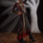 Bridal Black & Red Long Open Gown