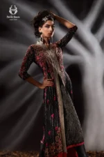 Bridal Black & Red Long Open Gown - Image 2