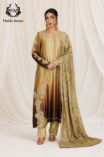 Golden Olive Ombre Embroidered Silk Suit