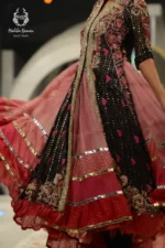 Runway Black & Multi-Tiered Pink Embellished Anarkali Set - Image 2
